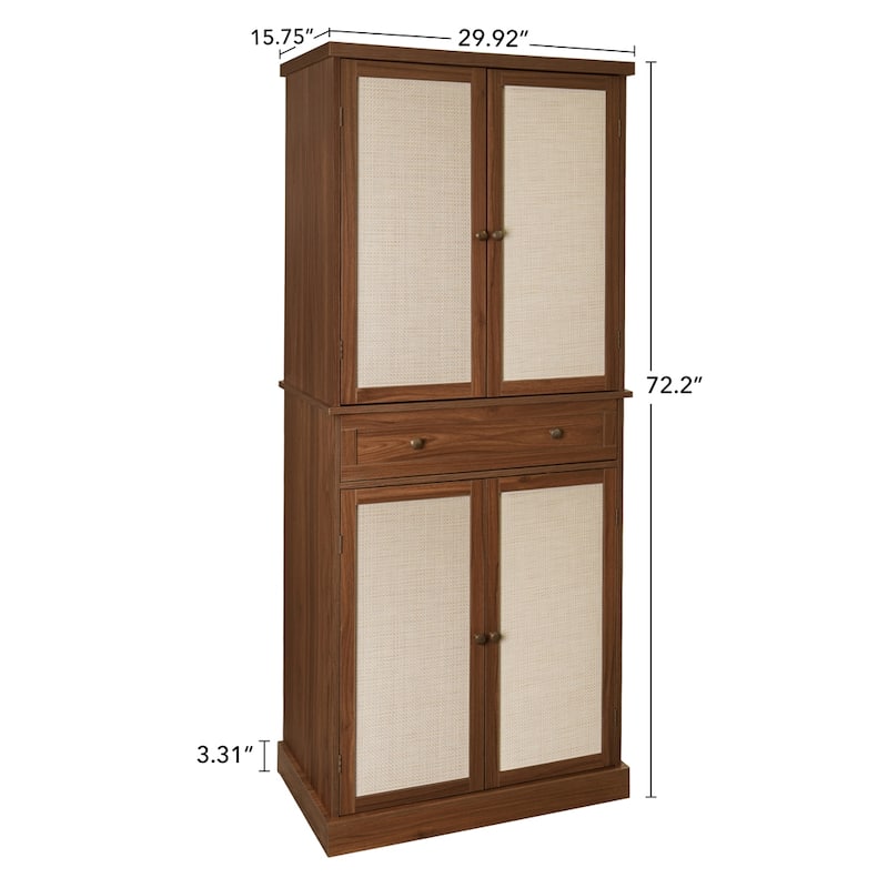 4 Door Storage Cabinet with 1 Drawer, with 4 Adjustable Inner Shelves