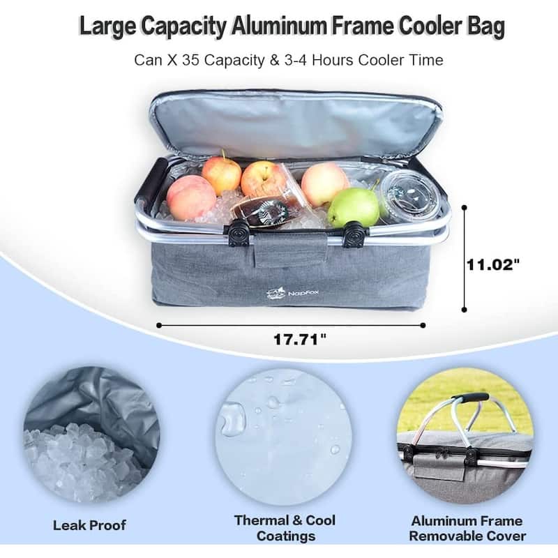 Deluxe 142L Collapsible Wagon with Removable Canopy & Cooler Bag - All-Terrain Wheels with Brake