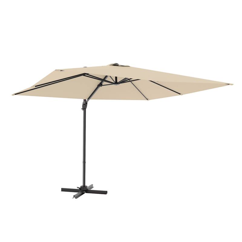 LIVOOSUN 10x8FT Rectangle Cantilever Umbrella Patio Offset Umbrella For Outdoor Space, Solution-Dyed Fabric, 360° Rotation