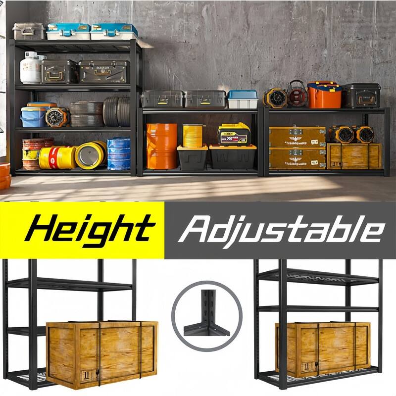 5/6-Tier Adjustable Heavy Duty Metal Storage Shelves, Black, 72/82"H - Black - 23.6"H 5-Tier