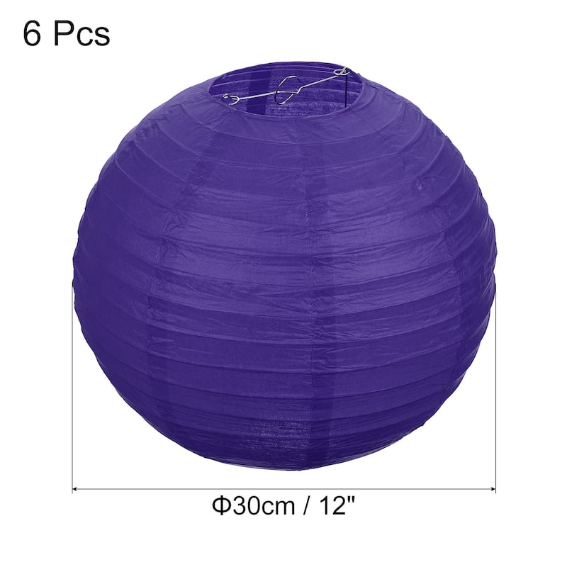 6pcs 12 Inch Folding Hanging Paper Lanterns for Wedding Home Party - Dark Purple