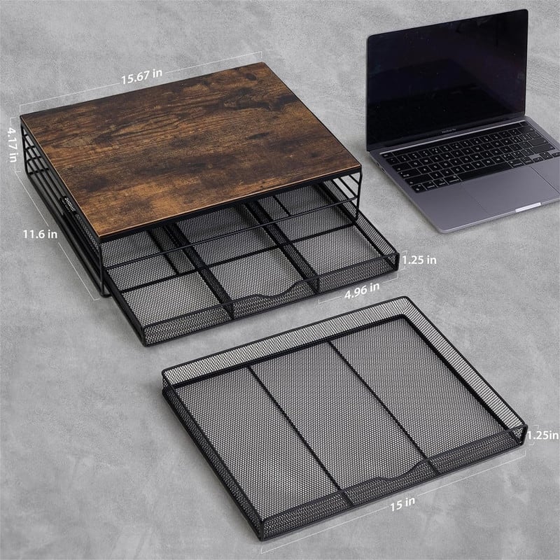 Wood Monitor Riser with Drawers