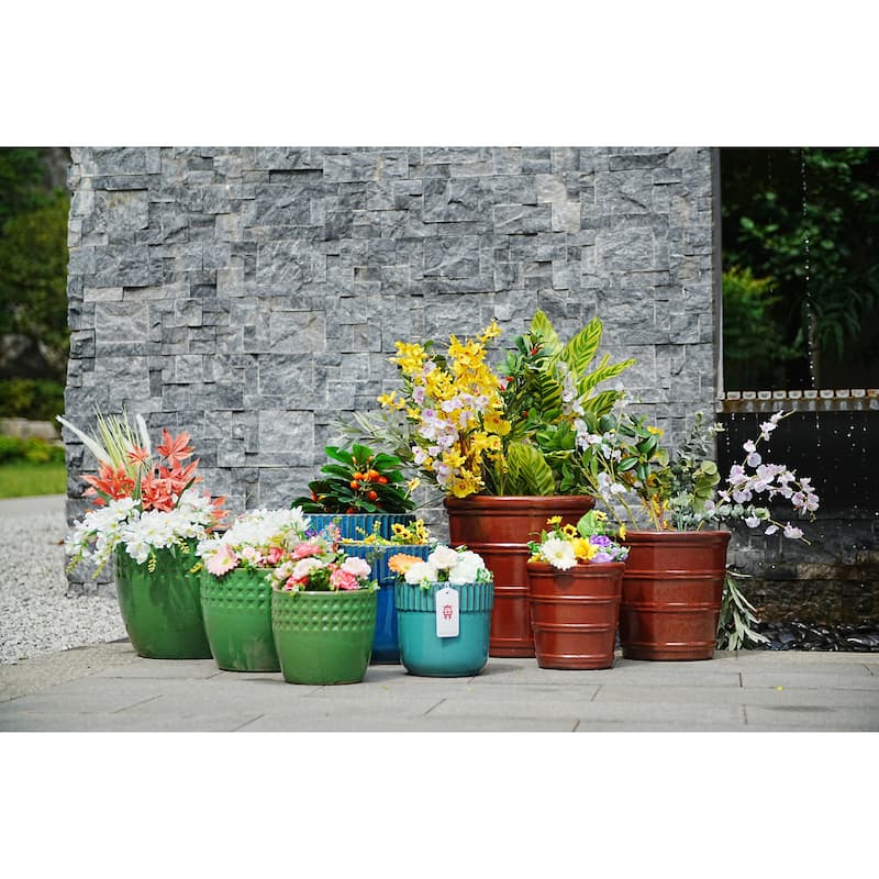 Set of 3 Ceramic Flowerpot, Modern Planter for Patio, Garden, Windowsill