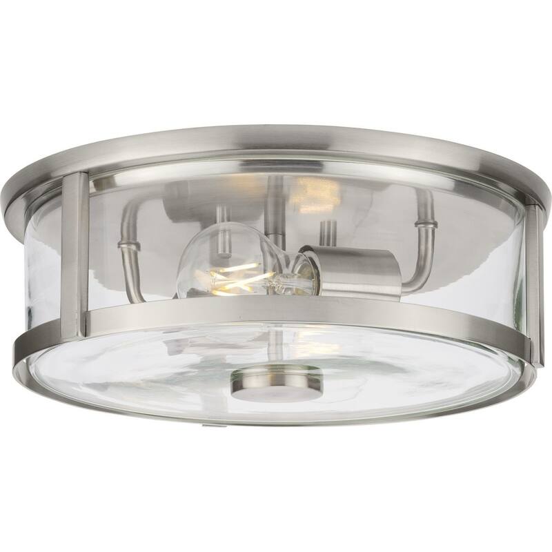 Gilliam Collection 12-5 8 in. Two-Light Brushed Nickel New Traditional Flush Mount - 12.62 in x 12.62 in x 4.37 in - 12.62 in x 12.62 in x 4.37 in