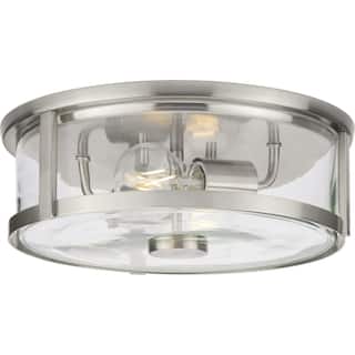 Gilliam Collection 12-5 8 in. Two-Light Brushed Nickel New Traditional Flush Mount - 12.62 in x 12.62 in x 4.37 in