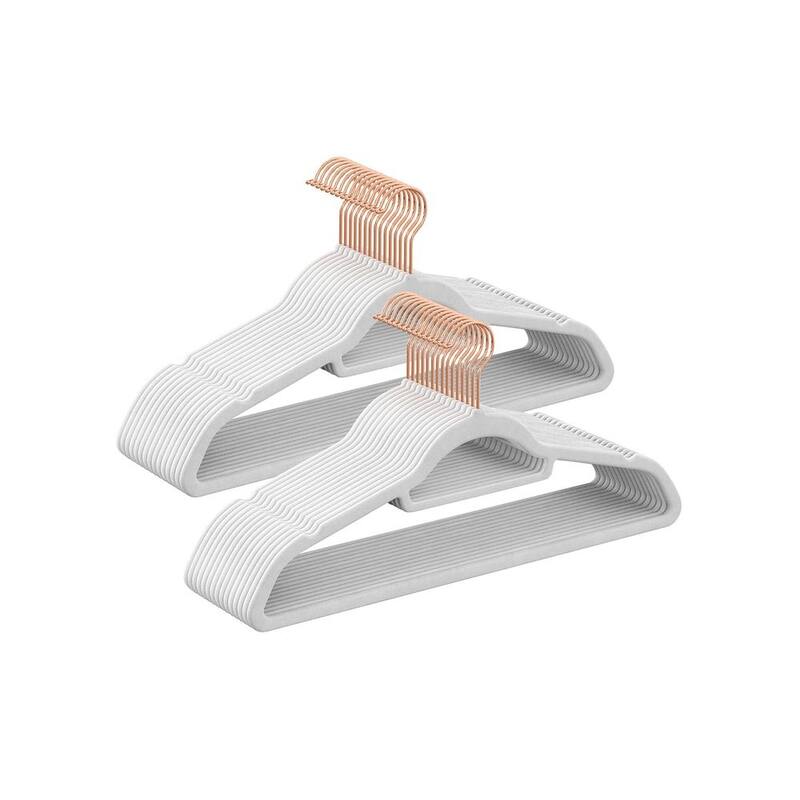 Clothes Slim Velvet Hanger with Rose Gold Swivel Metal Hook and Shoulder Notches Perfect for Heavy Coats or Camisoles