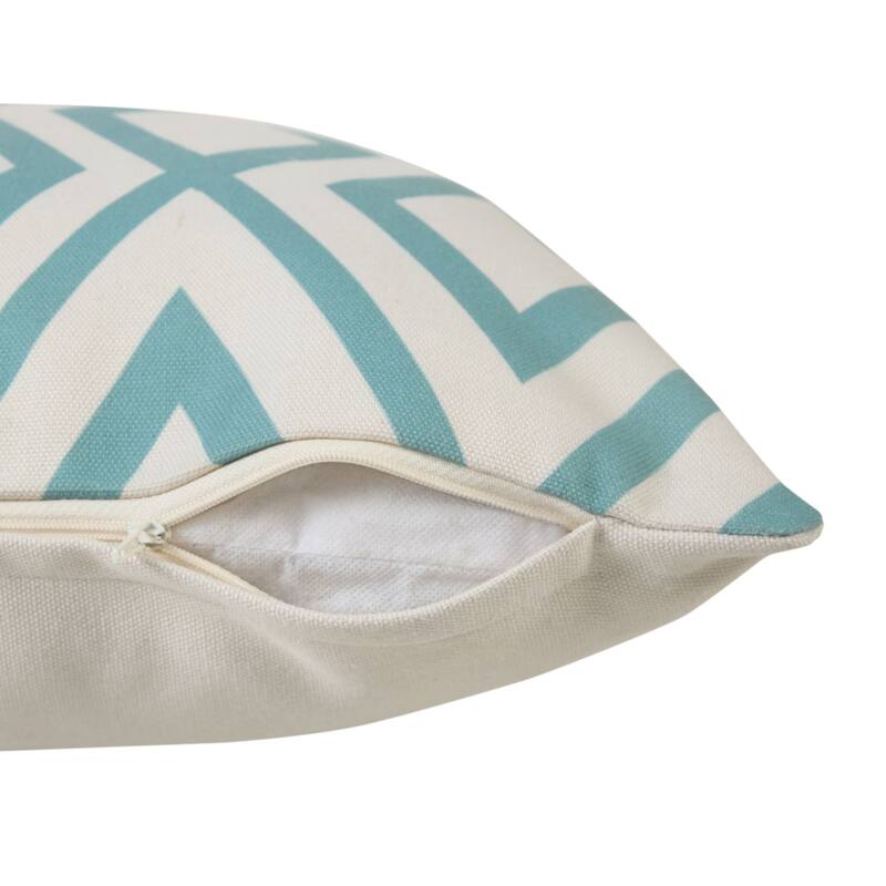20" Blue and White Chevron Outdoor Square Throw Pillow