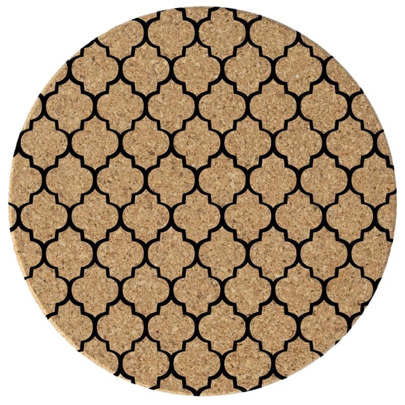 Lattice 4 Pack Absorbent Cork Coaster Made in The USA 4" Round - Multi