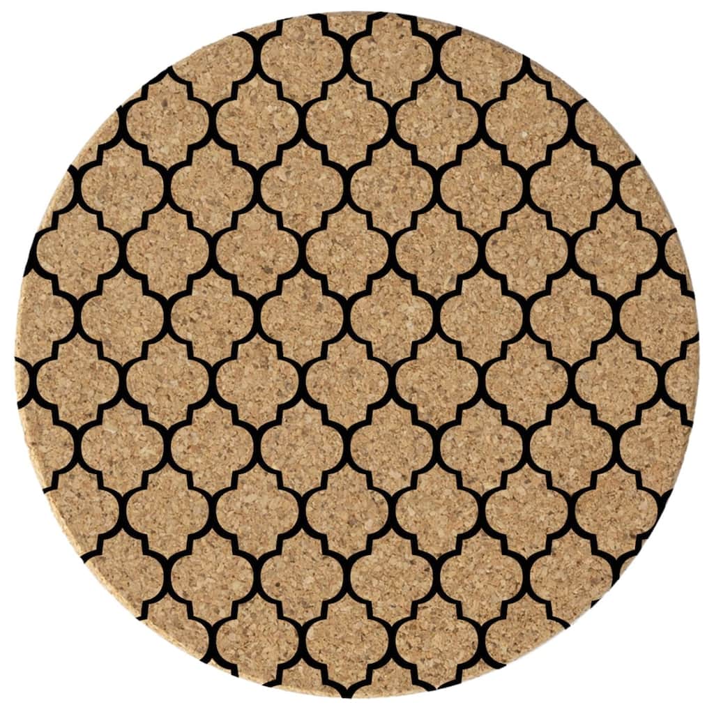 Lattice 4 Pack Absorbent Cork Coaster Made in The USA 4" Round