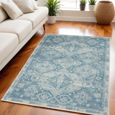 Jiyag Power Loomed Distressed Stain Resistant Area Rug By HomeRoots