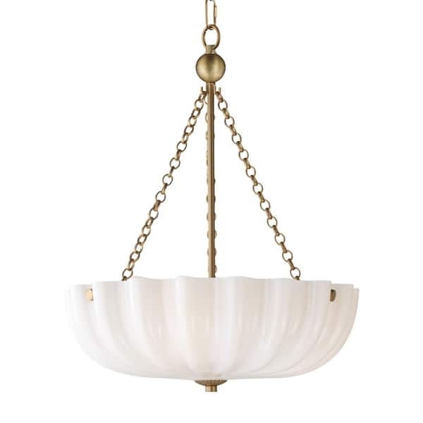 slide 2 of 5, Maxim 22652 Bundt 3 Light 16" Wide Semi-Flush Bowl Ceiling Fixture / White / Natural Aged Brass