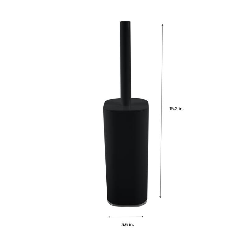 Bath Bliss Acrylic Square Toilet Brush Set in Black - 3.6"x 3.6"x 15.2"