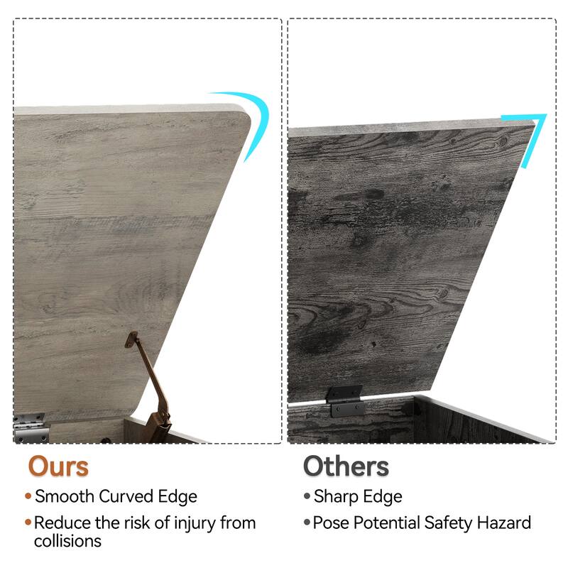 39.4'' Wooden Storage Bench With 2 Safety Hinges，Storage Trunk With 4 Wheels