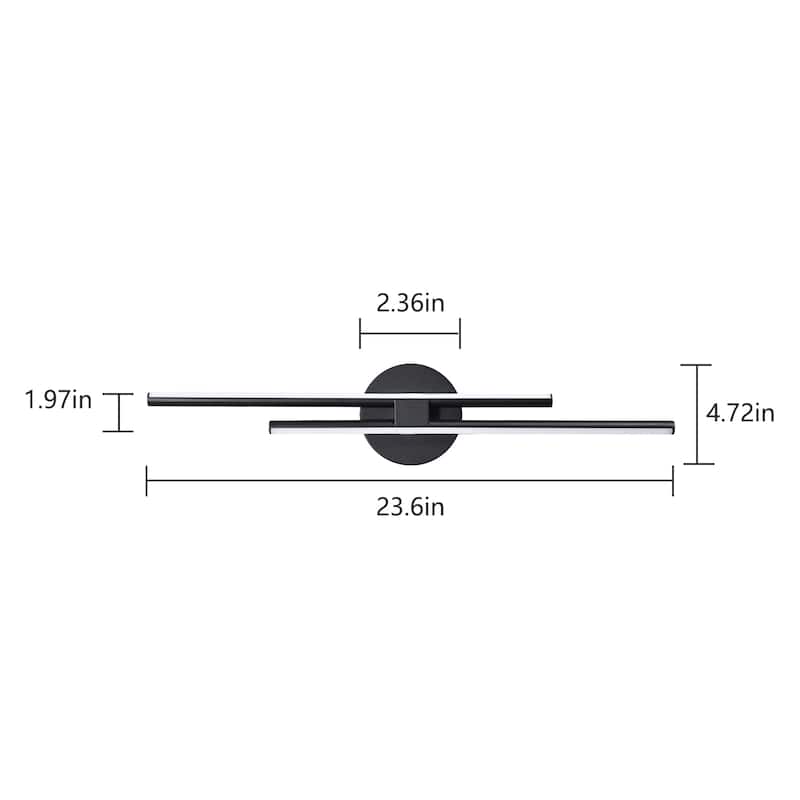 Minimalist 2-Light Dimmable LED Vanity Light Linear Metal Wall Sconce