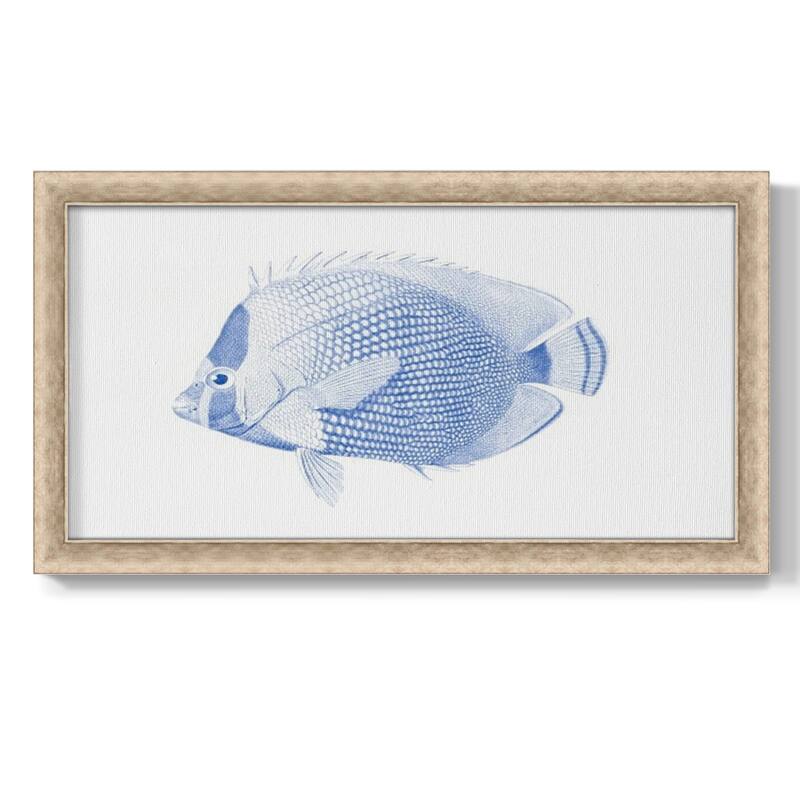Blue & White Tropical Fish VI Premium Framed Canvas- Ready to Hang