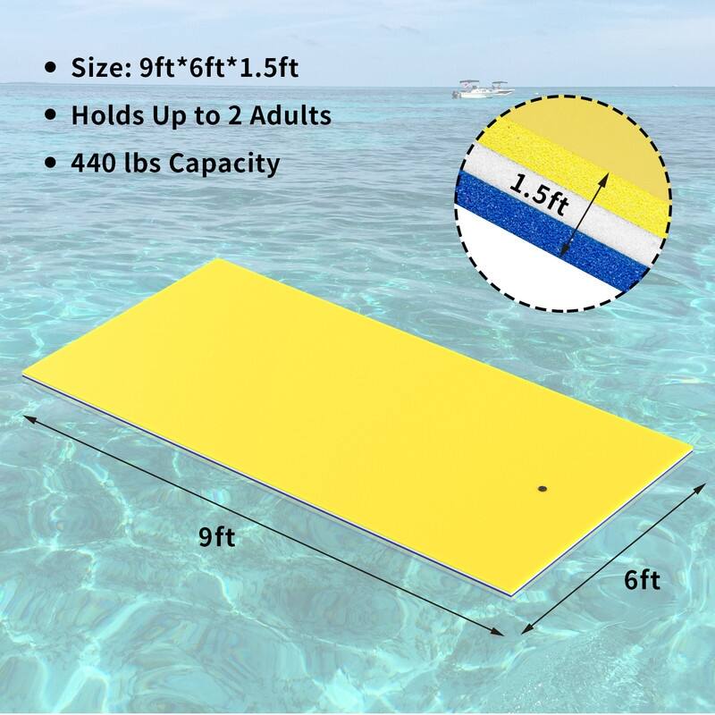 3 Layer Swimming Pool Float Lily Pad Floating Mat 9'X6'