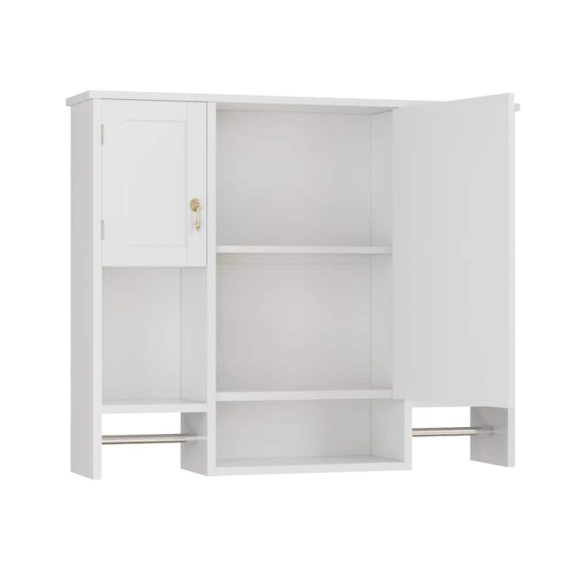 VECELO Bathroom Medicine Cabinet with Mirror, Wall Mounted Bathroom Storage Cabinet, Mirror Doors and 2 Towel Bars