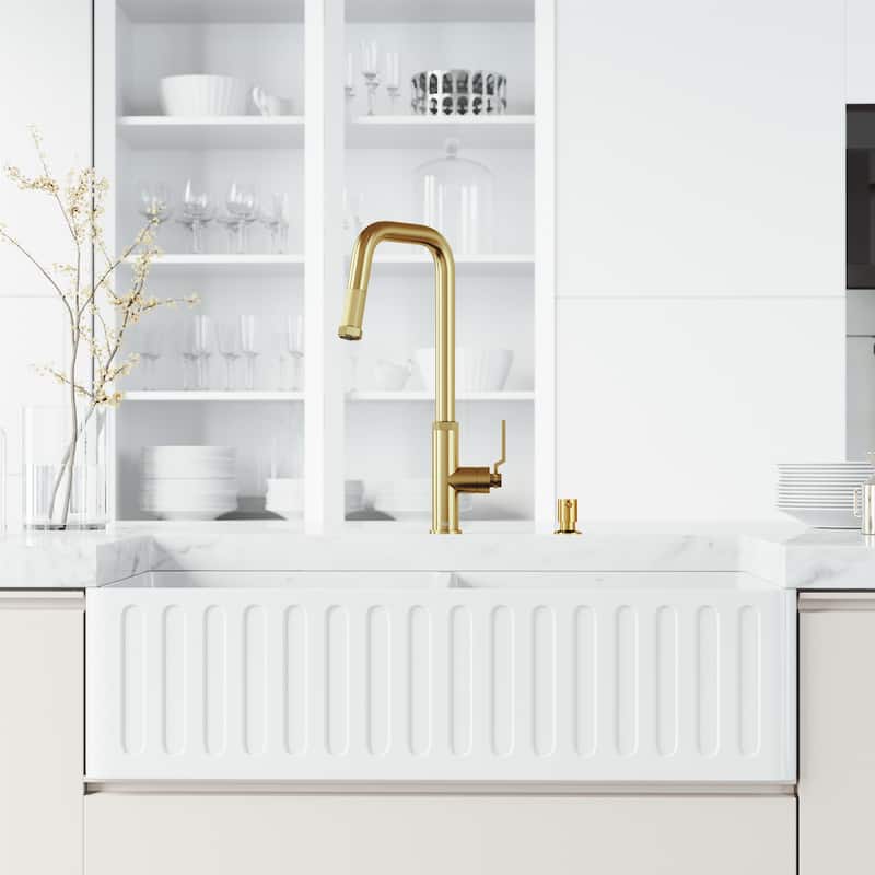 VIGO Hart Angular 18" H Single Handle Pull-Down Kitchen Faucet