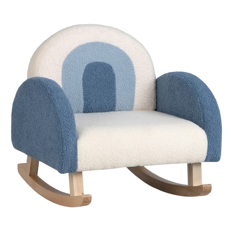 Children's Velvet Rocking Chair with Solid Wood Legs - 20" x 19.5" x 20"(L x W x H)