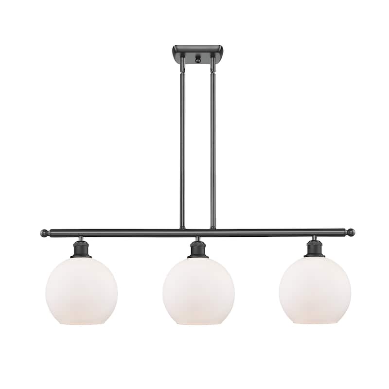 Innovations Lighting Athens 3 Light 36" Island Light - 8" Shade - Matte White/Matte Black
