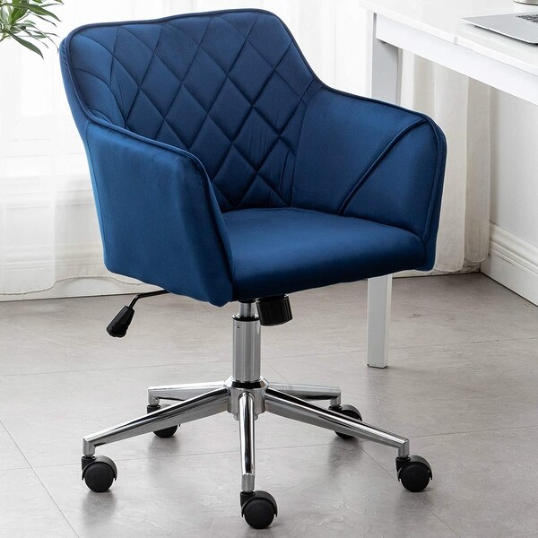Executive Velvet Chair Blue Bucket Office 360 Swivel Diamond Tufted