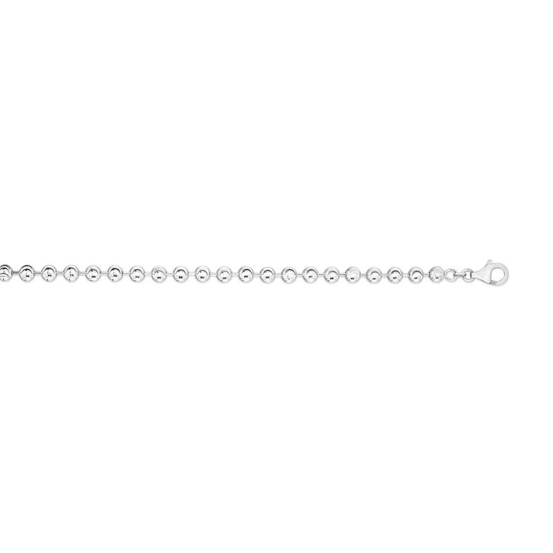 Curata 925 Sterling Silver 5mm Moon cut Bead Chain Necklace