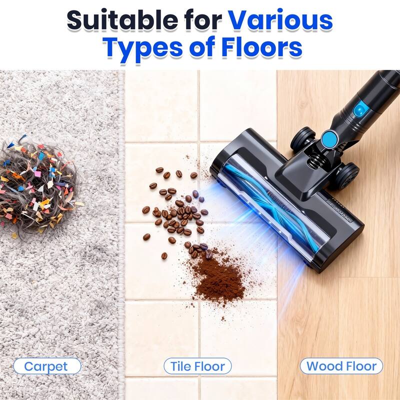 Cordless Vacuum Cleaner, Stick Vac, Powerful Suction, Rechargeable, Lightweight, and Versatile for Carpet, Hard Floor, Pet Hair