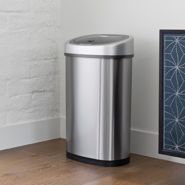 NINESTARS Motion Sensor Stainless Steel 2-in-1 Combo Bathroom/ Kitchen Trash Can Set CB-50-9/8-1