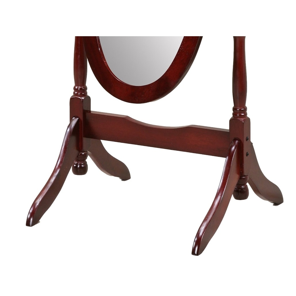 Traditional Queen Anna Style Wood Floor Cheval Mirror - Bed