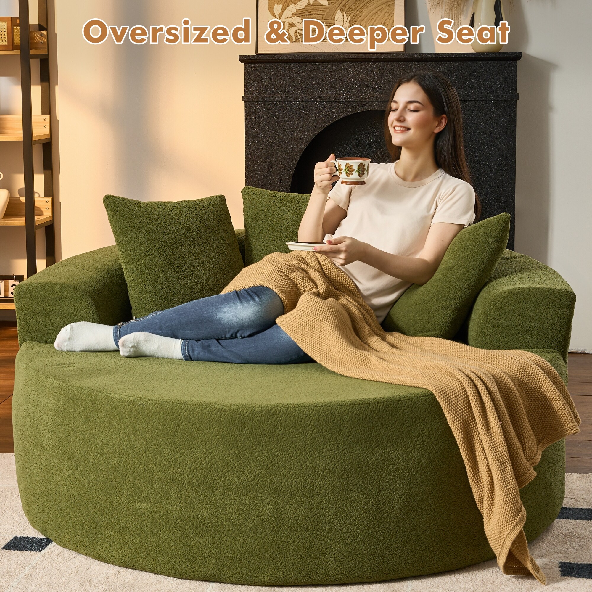 XIZZI Modern Round Plush Lounge Sofa with Cushions - Overstock