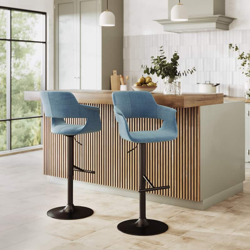 Lumisource Barstool with Swivel in Black and Charcoal, Set of 2 - 19"Lx23.5"Wx39-47.5"H