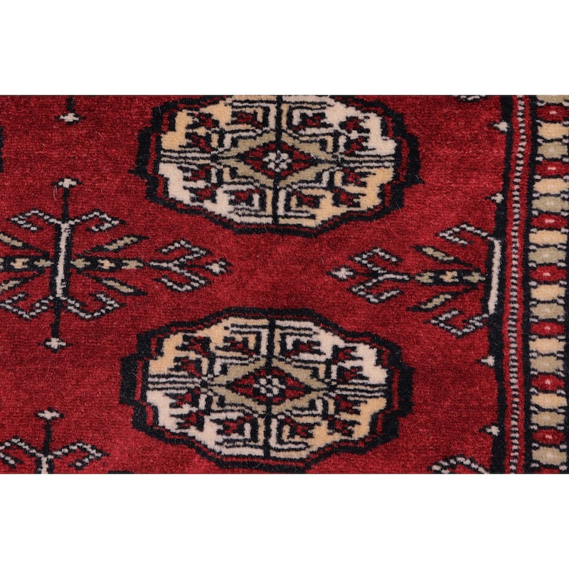 Tribal Bokhara Harding Red/Beige Hand Knotted Wool Runner - 2'7'' x 11'10''