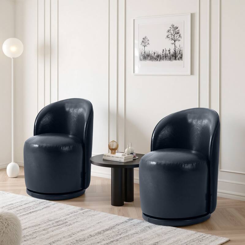 UIXE 2 Set Modern Upholstered Swivel Armless Side Dining Chairs