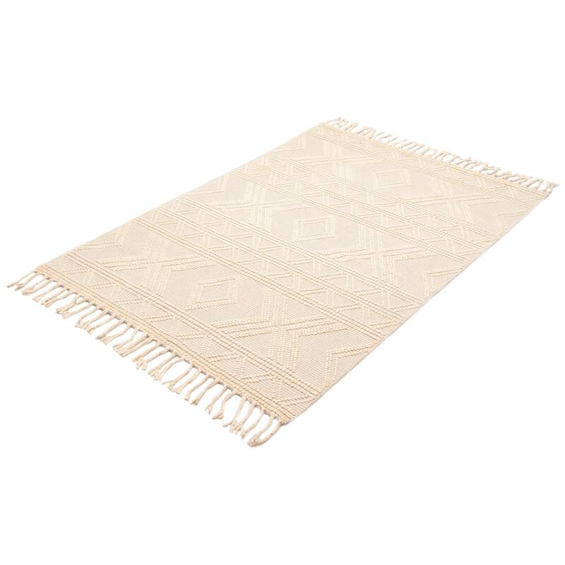 ECARPETGALLERY Braid weave Sienna Cream Wool Rug - 5'3 x 7'6