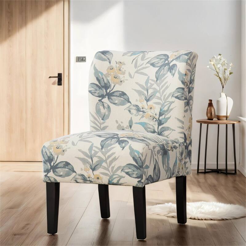 Armless Fabric Accent Chair with Sturdy Wood Frame