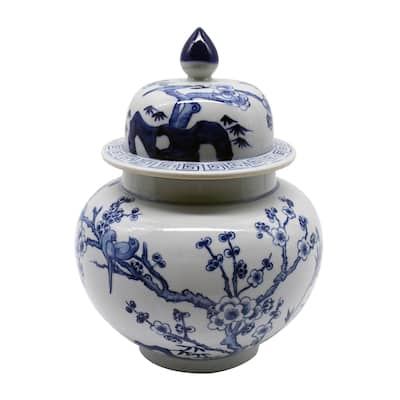 Flower Bird Ginger Decorative Porcelain Urn Jar