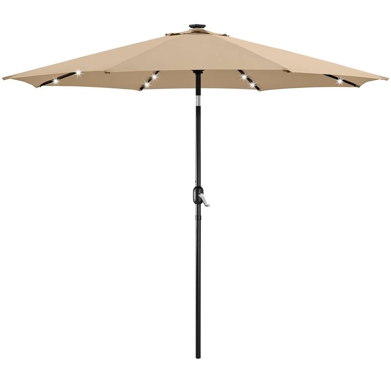 Yaheetech 10FT LED Patio Umbrella Solar Market Umbrella with 8 Ribs - Tan