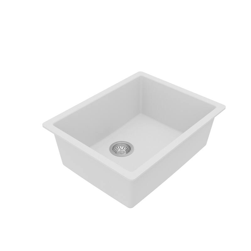 Karran Undermount 24.38 in Single Bowl Quartz Kitchen Sink Kit