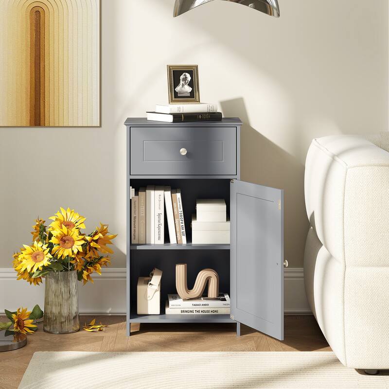 Bathroom Storage Cabinet with Drawer and Adjustable Shelf - 17" x 13.5" x 30.5"