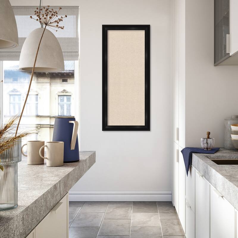 Amanti Art Framed Fabric Pinboard Natural Linen Printed Bulletin Board