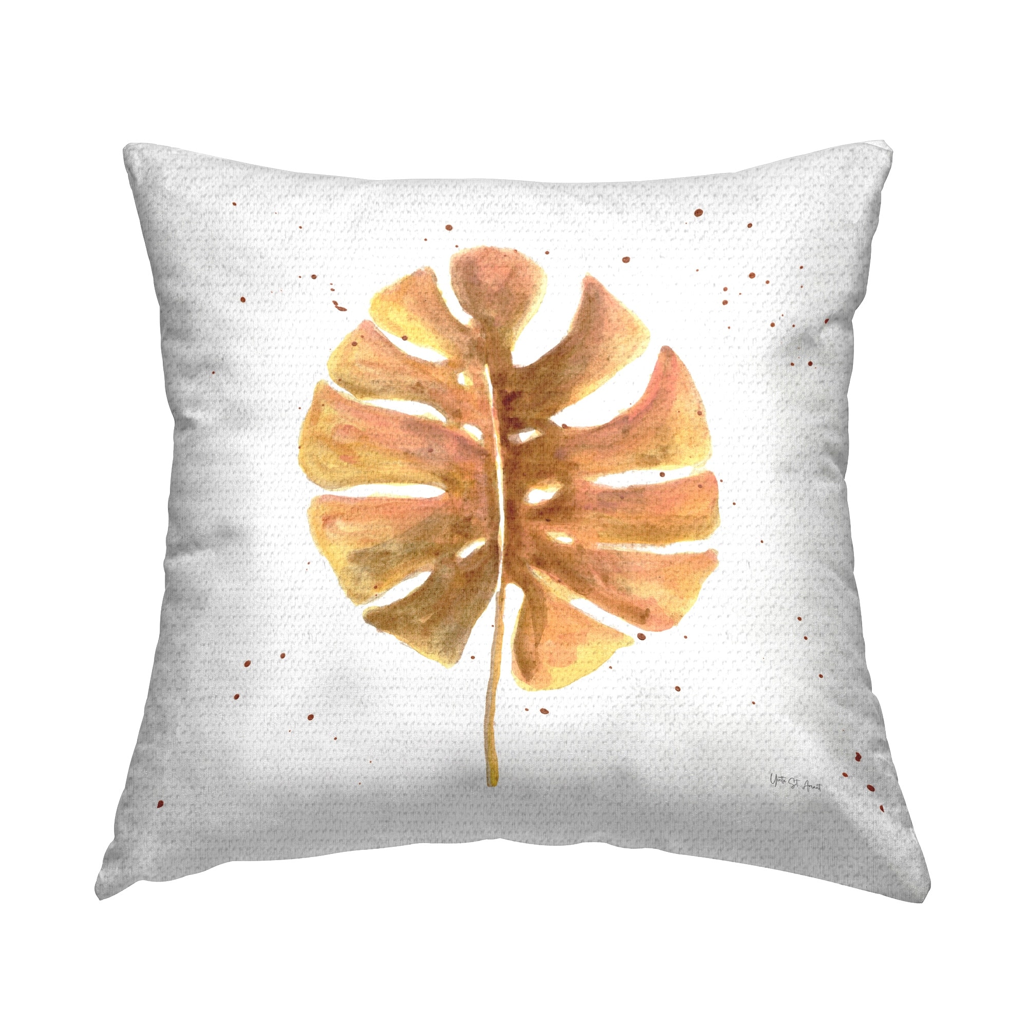Stupell Golden Palm Leaf Printed Outdoor Throw Pillow Design by Yvette St. Amant