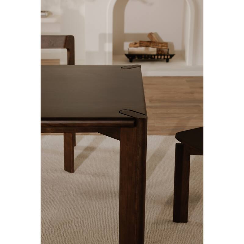 NADAAL STUDIOS Elowar Dining Table for 8, Rectangular Solid Kiln-Dried White Ash with Rounded Edges, Walnut Stained Ash