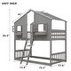 preview thumbnail 10 of 8, Grey Twin over Twin Wood House Bunk Bed with Roof and Ladder