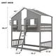 preview thumbnail 10 of 17, Twin Over Twin House Bunk Bed with Roof, Windows, and Ladder, Grey