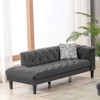 Mary Dark Gray Velvet Tufted Chaise With 1 Accent Pillow - Bed Bath ...