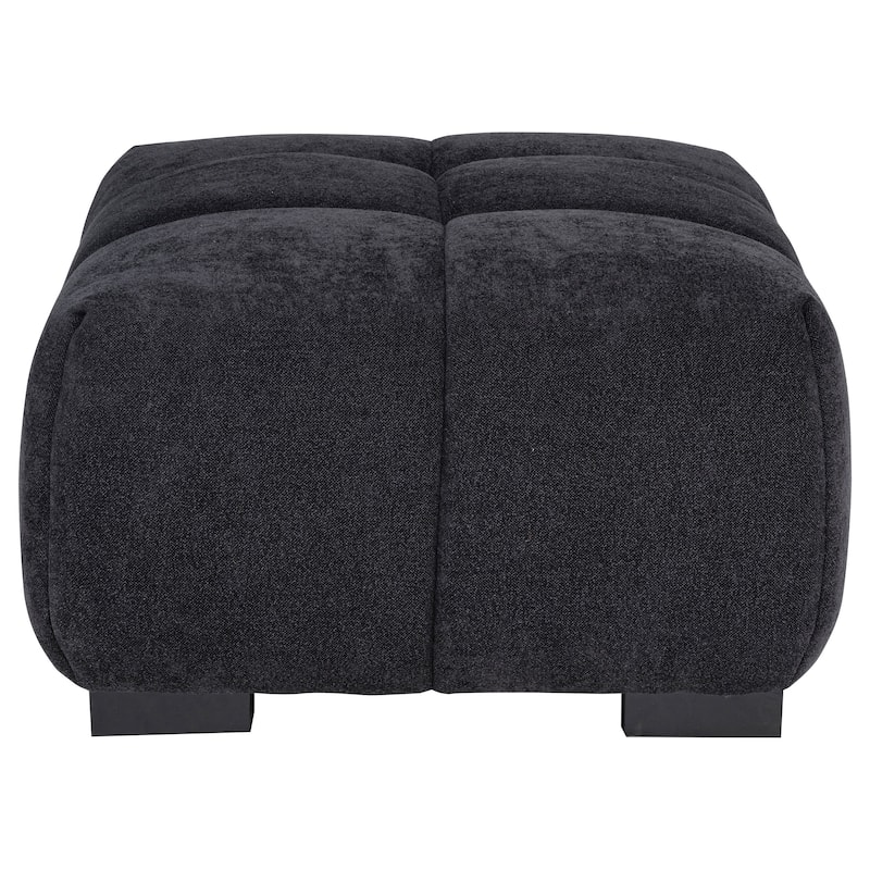 Octavia Fabric Rectangular Upholstered Ottoman Black