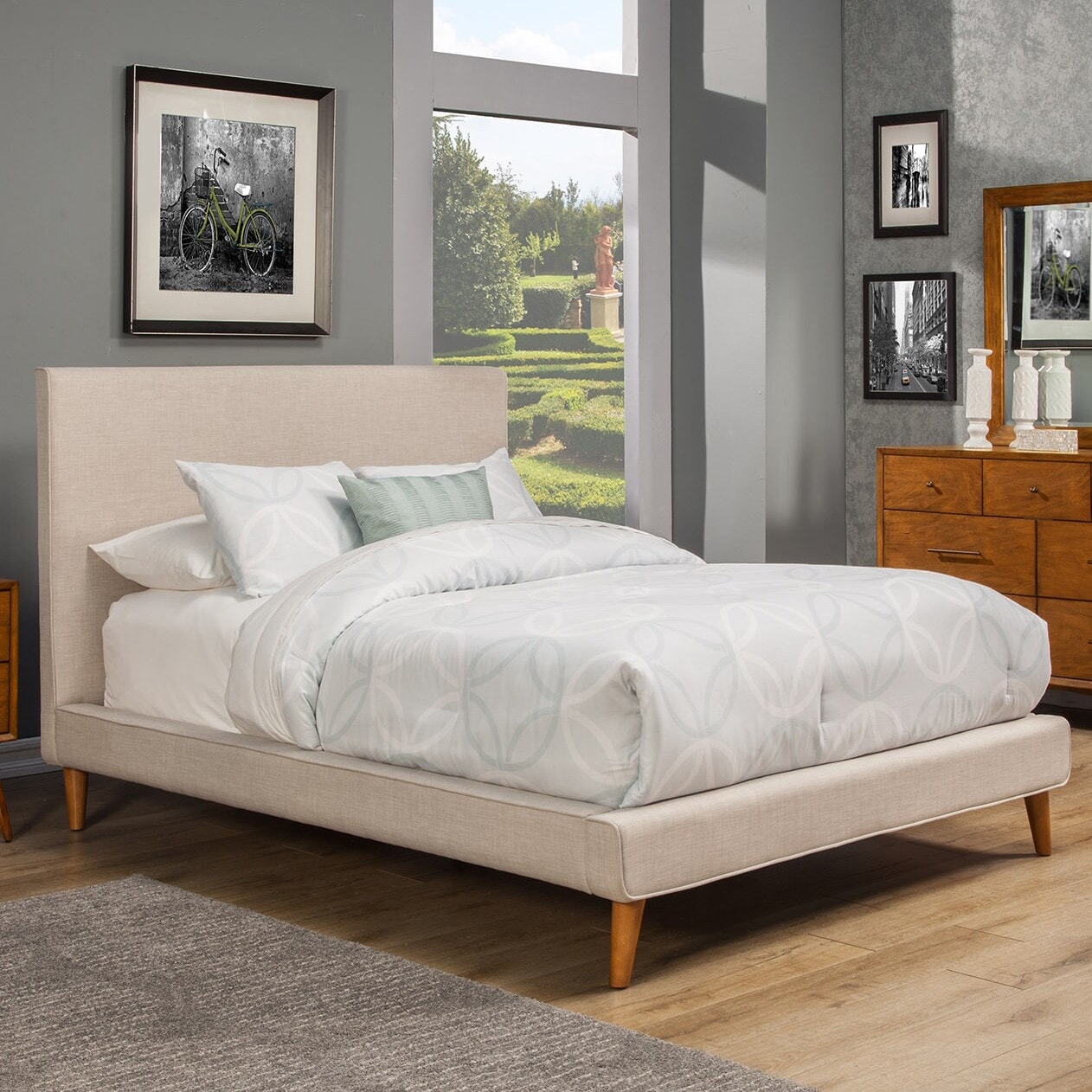 Alpine britney shop upholstered platform bed