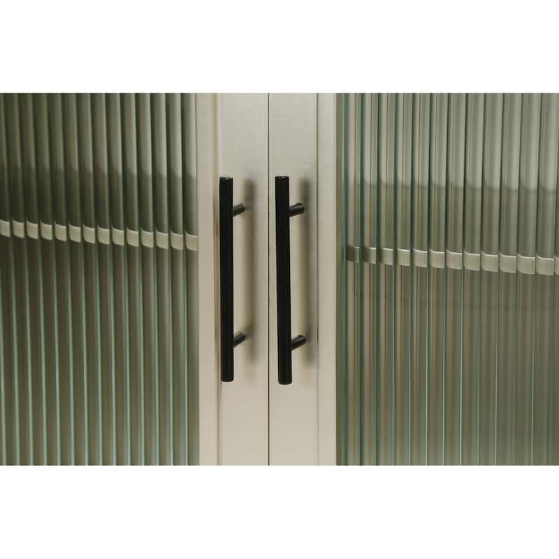 Wood TV Stand with Storage Cabinet & Adjustable Shelves