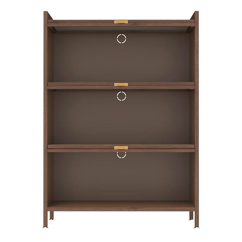 44" Walnut Finish Steel Storage Cabinet - 3-Tier Flip Door Organizer
