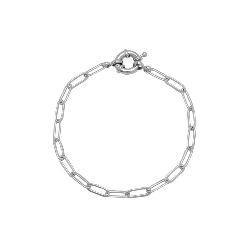 Victoria Townsend Small Fine Silver Plated Paperclip Bracelet-7.5" - White